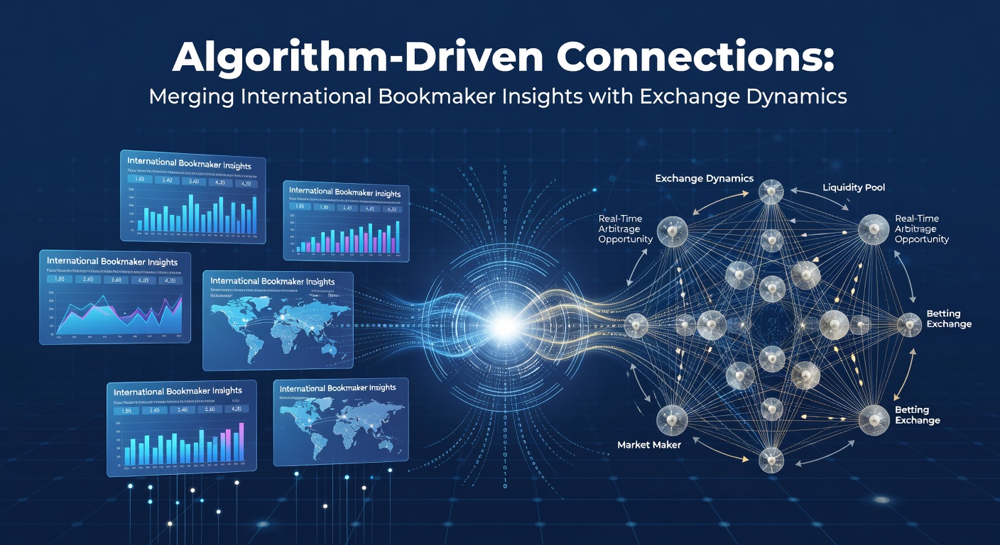 Visual representation of algorithmic data flows linking international bookmaker odds to betting exchange platforms
