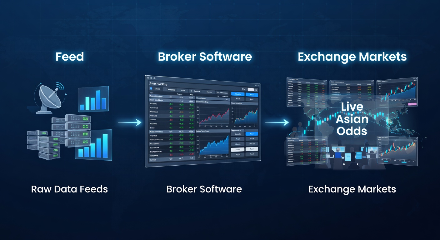 Close-up of broker dashboard displaying synchronized Asian odds overlays on exchange liquidity charts, with real-time trade executions highlighted