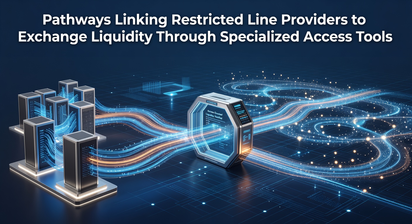 Diagram illustrating connections between restricted line providers and exchange platforms via specialized tools